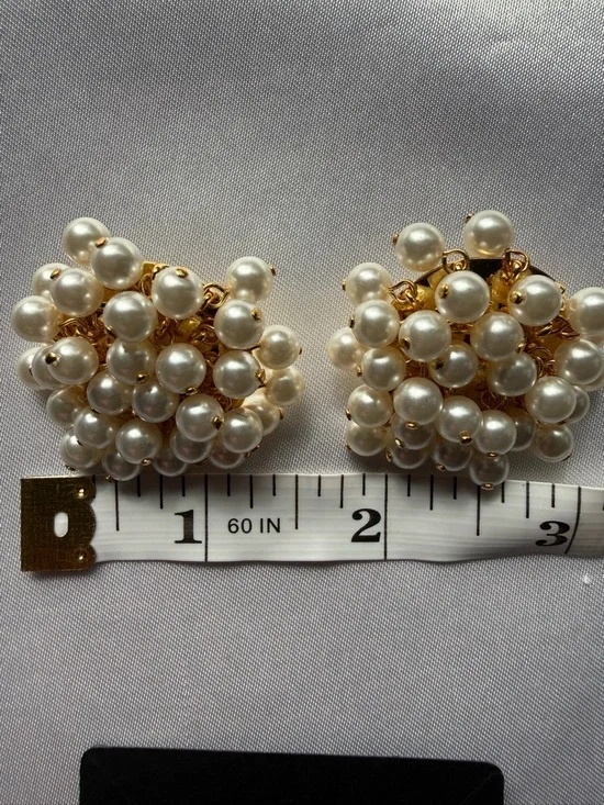 Lele Sadoughi Petite Cluster Pearl Earrings w/ 14 Karat Yellow Gold Plated Brass - Picture 2 of 5